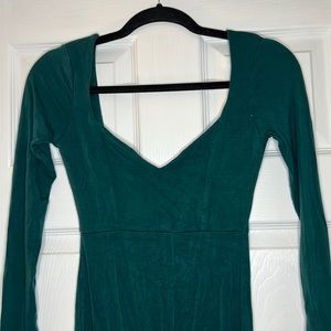 ASOS Dark Green Body Con Long Sleeve Dress With a Scoop-Back